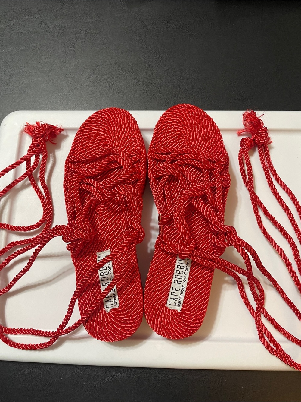 Cape Robbin Red Rope Lace-Up Sandals with Wrap Ties NWT Sz. 6